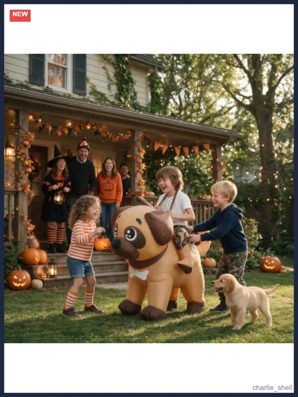 Inflatable Dog Costume for Kids Blow Up Ride Animal Suit Halloween